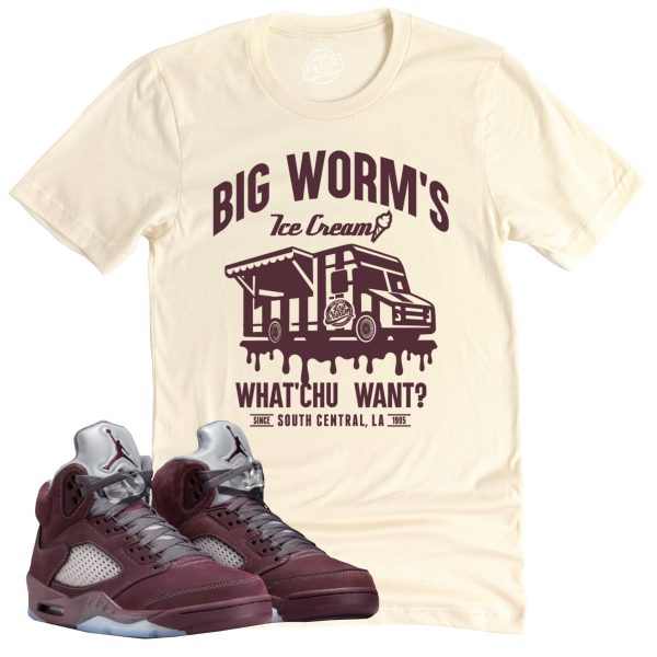 Big Worm's Ice Cream Shop Shirt, Air Jordan 5 Burgundy Sneaker Match Tee