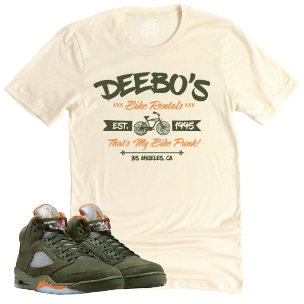 Deebo's Bike Shop Shirt, Air Jordan 5 Olive Sneaker Match Tee