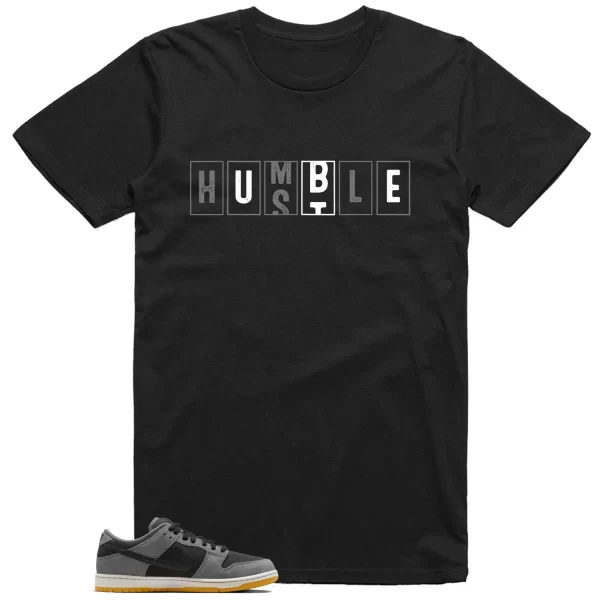 SB Dunk Low Dark Smoke Grey , Hustle Humble T-Shirt HF3063-001