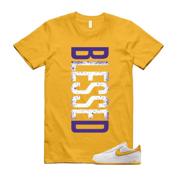 Air Force 1 Lakers Home White Varsity Maize Yellow Gold Purple T Shirt Match VERTBLS FZ1151-100