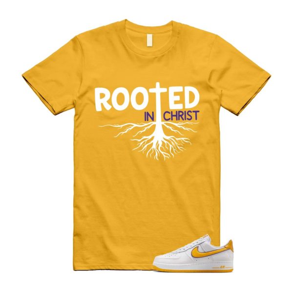 Air Force 1 Lakers Home White Varsity Maize Yellow Gold Purple T Shirt Match ROOTED FZ1151-100