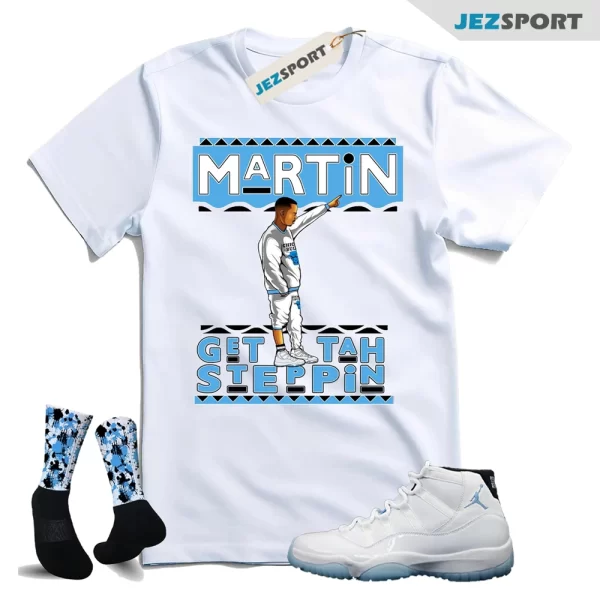 Martin Gd Steppin Shirt to match the Jordan 11 Legend Blue Columbia blue, CT8012-104 Sneaker Match Tees