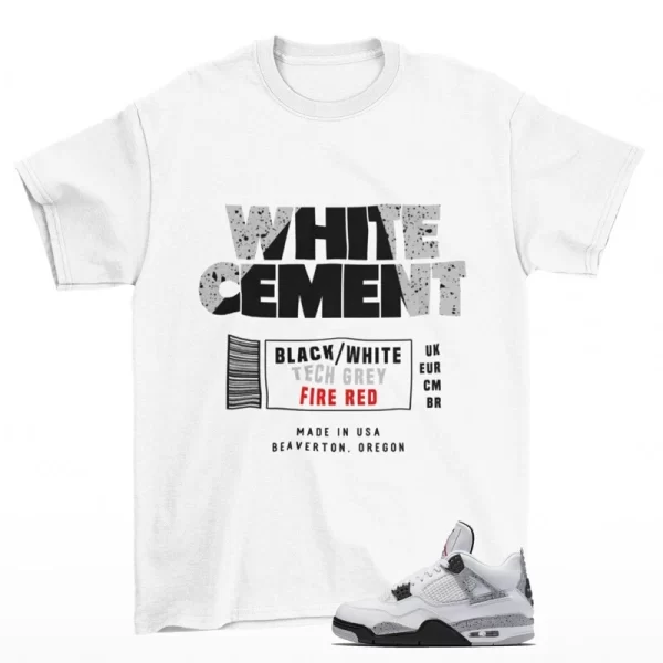 Cement Label Sneaker Shirt to Match Jordan 4 Retro White Cement FV5029-100