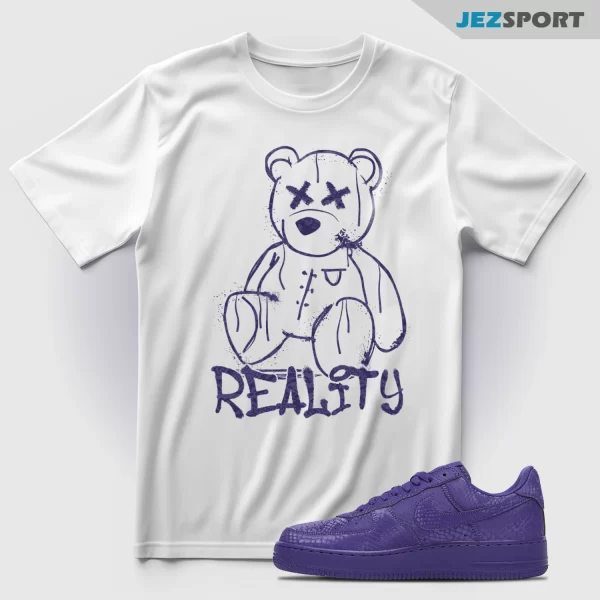 REALITY BEAR Unisex T-Shirt To Match Nike Air Force 1 Low Kobe Bryant Court Purple IB0018-500 Sneaker Match Tees