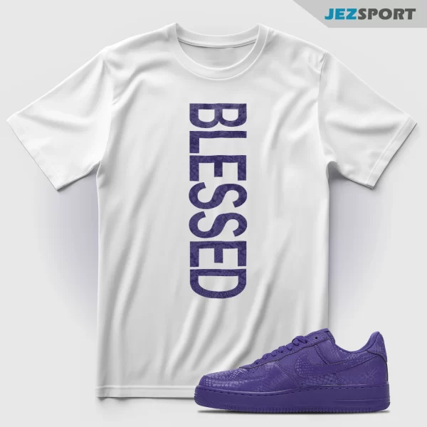 BLESSED Unisex T-Shirt To Match Nike Air Force 1 Low Kobe Bryant Court Purple IB0018-500 Sneaker Match Tees
